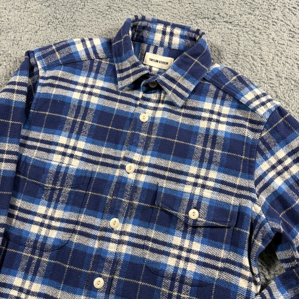 Taylor Stitch The Crater Flannel Shirt Multicolor Blue Plaid Heavyweight Thick S